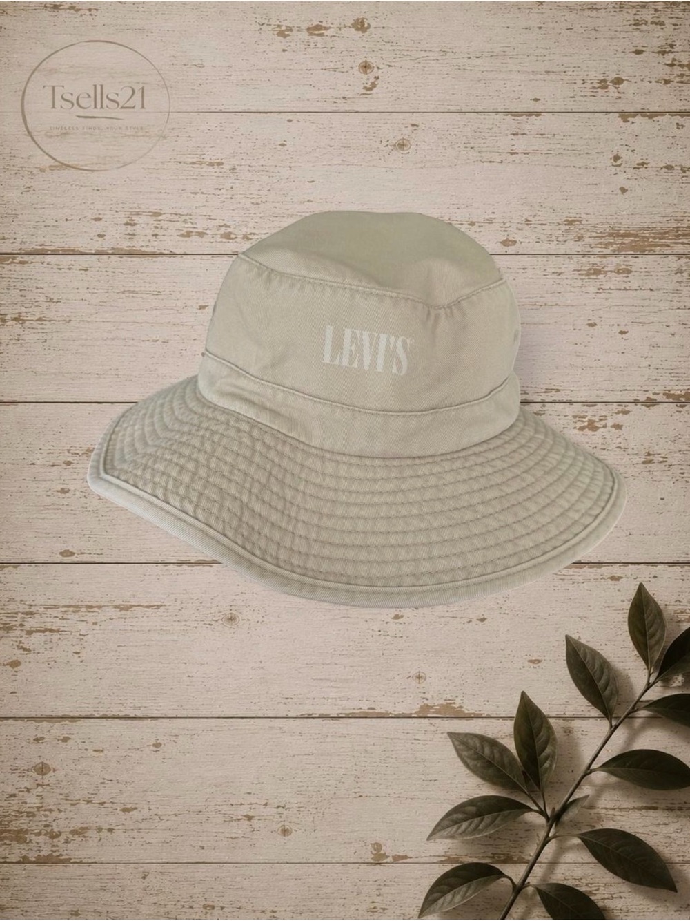 Levi's Unisex 100% Cotton Khaki Logo Bucket Hat - Size L